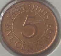22-59 Маврикий 5 центов 1999г. Бронза. 