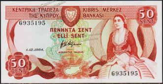Кипр 50 центов 1984г. P.49(2) - UNC - Кипр 50 центов 1984г. P.49(2) - UNC
