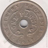 35-25 Южная Родезия 1 пенни 1937г. KM# 8 медно-никелевая 