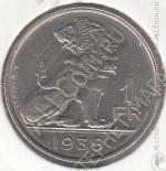 15-28 Бельгия 1 франк 1939г. КМ # 119 никель 4,5гр. 21,5мм 
