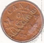 28-179 Канада 1 цент 1932г. КМ # 28 бронза 3,24гр. 19,1мм - 28-179 Канада 1 цент 1932г. КМ # 28 бронза 3,24гр. 19,1мм