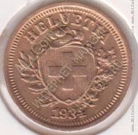 4-103 Швейцария 1 раппен 1934г. KM# 3.2 бронза 1,5гр 16,0мм
