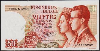 Бельгия 50 франков 1966г. Р.139(3) - UNC - Бельгия 50 франков 1966г. Р.139(3) - UNC