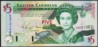 Восточные Карибы 5 долларов 1994г. Р.31g - UNC