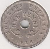 18-173 Южная Родезия 1 пенни 1938г.  - 18-173 Южная Родезия 1 пенни 1938г. 