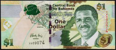 Багамские острова 1 доллар 2008г. P.71 UNC - Багамские острова 1 доллар 2008г. P.71 UNC