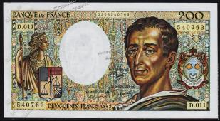 Франция 200 франков 1982г. P.155а(2) - АUNC - Франция 200 франков 1982г. P.155а(2) - АUNC