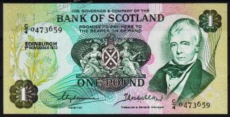 Шотландия 1 фунт 1972г. P.111в(1) - UNC - Шотландия 1 фунт 1972г. P.111в(1) - UNC