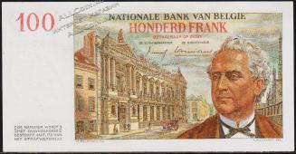 Бельгия 100 франков 1958г. Р.129с(2) - UNC- - Бельгия 100 франков 1958г. Р.129с(2) - UNC-