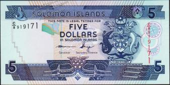 Соломоновы острова 5 долларов 2011г. P.33 UNC - Соломоновы острова 5 долларов 2011г. P.33 UNC