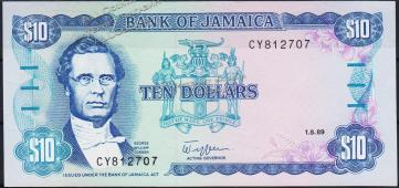 Ямайка 10 долларов 1989г. P.71c - UNC - Ямайка 10 долларов 1989г. P.71c - UNC