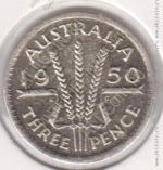 4-178 Австралия 3 пенса 1950г. KM# 44 серебро 1,41гр 16,0мм