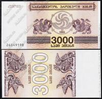 Грузия 3000 купонов (лари) 1993г. P.45 UNC