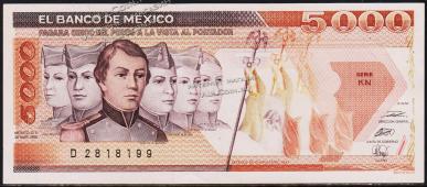 Мексика 5.000 песо 1989г. P.88с(1) - UNC - Мексика 5.000 песо 1989г. P.88с(1) - UNC