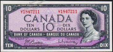Канада 10 долларов 1954г. P.79в - UNC - Канада 10 долларов 1954г. P.79в - UNC