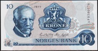 Норвегия 10 крон 1977г. P.36c(1) - UNC - Норвегия 10 крон 1977г. P.36c(1) - UNC