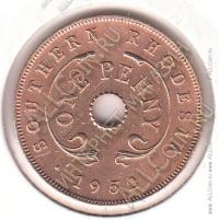2-153 Южная Родезия 1 пенни 1952 г. Броонза.