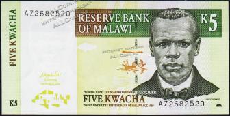 Малави 5 квача 2004г. P.36в - UNC - Малави 5 квача 2004г. P.36в - UNC