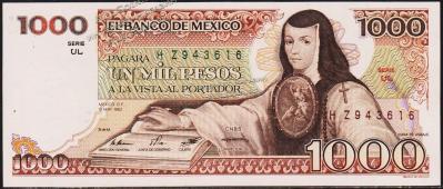 Мексика 1.000 песо 1983г. P.80а(1) - UNC - Мексика 1.000 песо 1983г. P.80а(1) - UNC