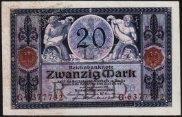 Германия 20 марок 1915г. P.63 UNC - Германия 20 марок 1915г. P.63 UNC