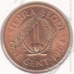 8-124 Сьерра-Леоне 1 цент 1964г. КМ # 17 бронза 5,7гр. 25,45мм