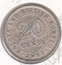 3-111 Малайя и Британское Борнео 20 центов 1961 г. KM# 3 Медь-Никель 5,65 гр. 23,51 мм.