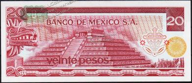 Мексика 20 песо 1973г. Р.64в - UNC "BC" - Мексика 20 песо 1973г. Р.64в - UNC "BC"