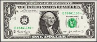 Банкнота США 1 доллар 2003 года. Р.515a - UNC "Е" E-Звезда