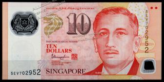Сингапур 10 долларов 2015г. P.NEW(2) - UNC - Сингапур 10 долларов 2015г. P.NEW(2) - UNC