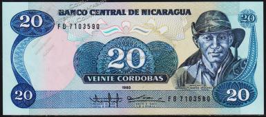 Никарагуа 20 кордоба 1985г. P.152 UNC - Никарагуа 20 кордоба 1985г. P.152 UNC
