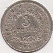 26-112 Британская Западная Африка 3 пенса 1940г.  - 26-112 Британская Западная Африка 3 пенса 1940г. 