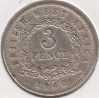 26-112 Британская Западная Африка 3 пенса 1940г. 
