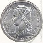 33-56 Коморские Острова 2 франка 1964г. КМ # 5 UNC алюминий 2,21гр. 27,1мм