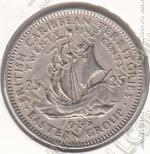32-111 Восточные Карибы 25 центов 1955г. КМ # 6 медно-никелевая 6,51гр. 24мм