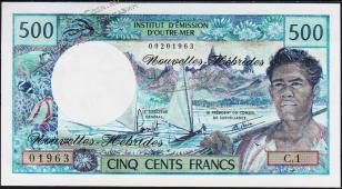 Банкнота Новые Гебриды 500 франков 1979 года. P.19в - UNC - Банкнота Новые Гебриды 500 франков 1979 года. P.19в - UNC