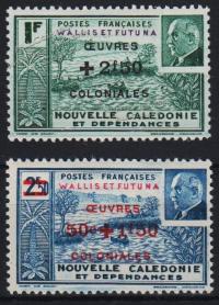 Уолис и Футуна Французская 2 марки п/с 1944г. YVERT №131-132* MLH OG (10-69а)