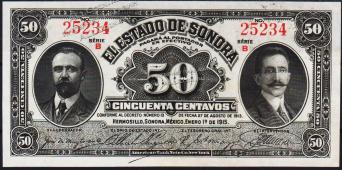 Мексика SANORA 50 центаво 1915г. P.S1070 UNC - Мексика SANORA 50 центаво 1915г. P.S1070 UNC