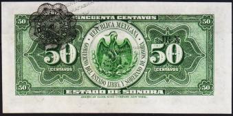 Мексика SANORA 50 центаво 1915г. P.S1070 UNC - Мексика SANORA 50 центаво 1915г. P.S1070 UNC