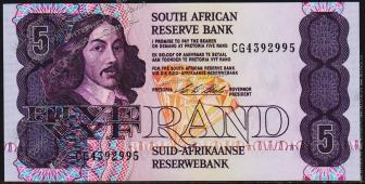 Южная Африка 5 рандов 1990-94г. Р.119е - UNC - Южная Африка 5 рандов 1990-94г. Р.119е - UNC