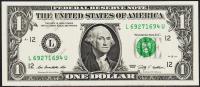 США 1 доллар 2009г. UNC "L" L-U