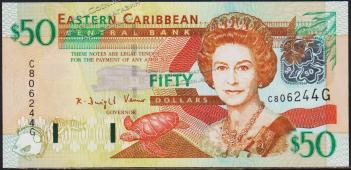 Восточные Карибы 50 долларов 2003г. Р.45g - UNC - Восточные Карибы 50 долларов 2003г. Р.45g - UNC