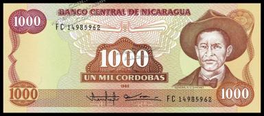 Никарагуа 1000 кордоба 1985г. P.156 UNC - Никарагуа 1000 кордоба 1985г. P.156 UNC