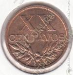 19-95 Португалия 20 сентавов 1967г. КМ # 584 UNC бронза 3,2гр. 21мм