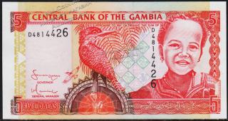 Банкнота Гамбия 5 даласи 2001 года. P.20с - UNC - Банкнота Гамбия 5 даласи 2001 года. P.20с - UNC