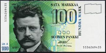 Финляндия 100 марок 1986(91г.) P.119(1) - UNC - Финляндия 100 марок 1986(91г.) P.119(1) - UNC