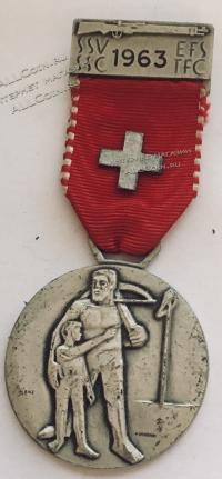 #311 Швейцария спорт Медаль Знаки. Соревнование как символ свободы. 1963 год.