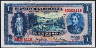 Колумбия 1 песо 1953г. P.398 UNC - Колумбия 1 песо 1953г. P.398 UNC