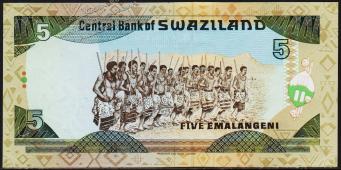 Свазиленд 5 эмалангени 1995г. P.23a - UNC - Свазиленд 5 эмалангени 1995г. P.23a - UNC