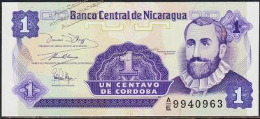Никарагуа 1 центаво 1991г. P.167 UNC "А/Е" - Никарагуа 1 центаво 1991г. P.167 UNC "А/Е"