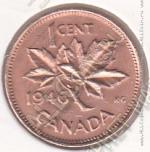 29-100 Канада 1 цент 1946г. КМ # 32 бронза 3,24гр. 19,1мм
